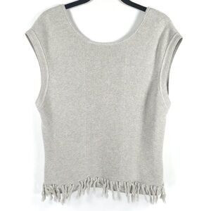 Lilly Pulitzer Wellington CASHMERE Blend Fringe Rib Knit Pullover Top Vest‎ XL